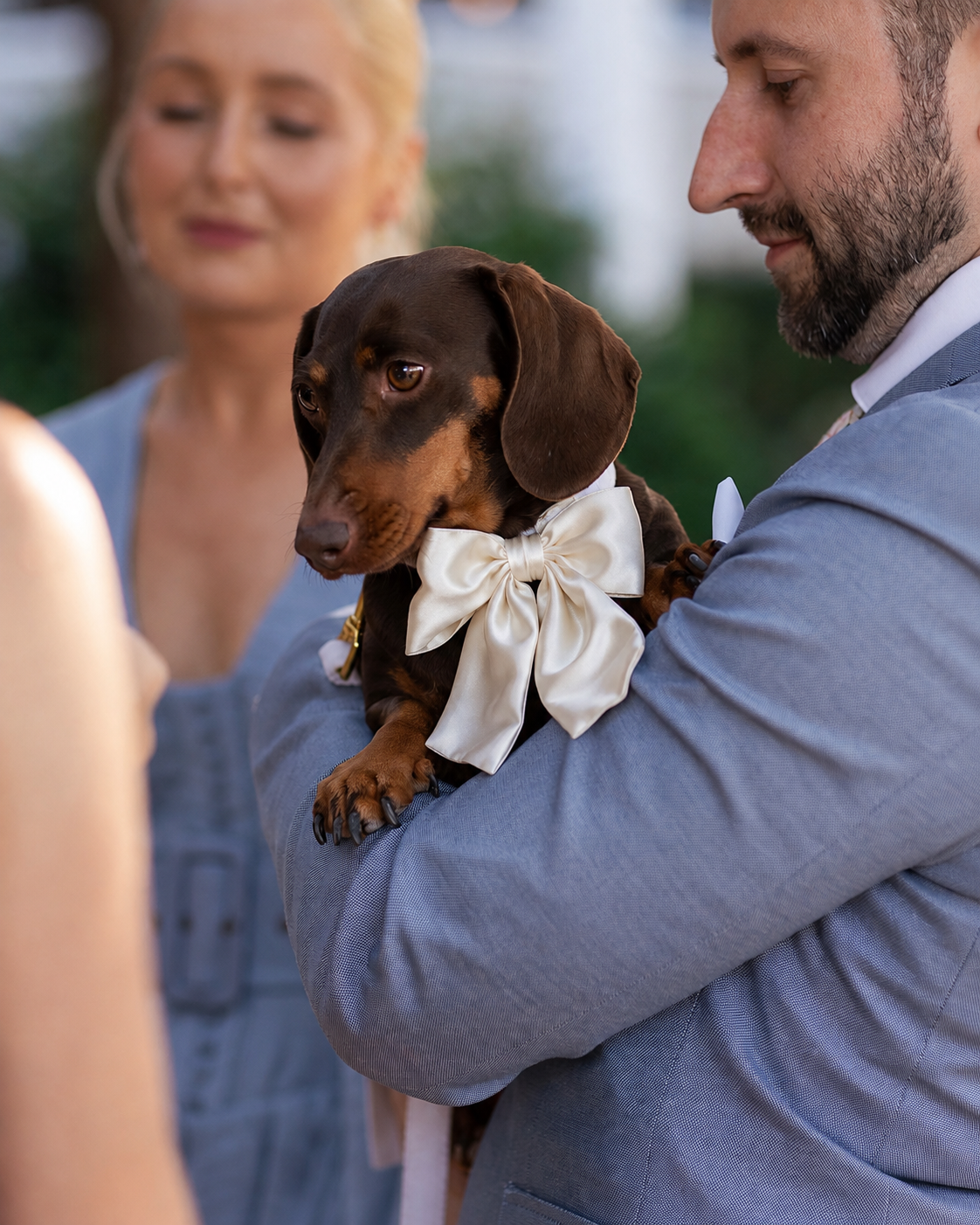Off-White Satin Collar Bow